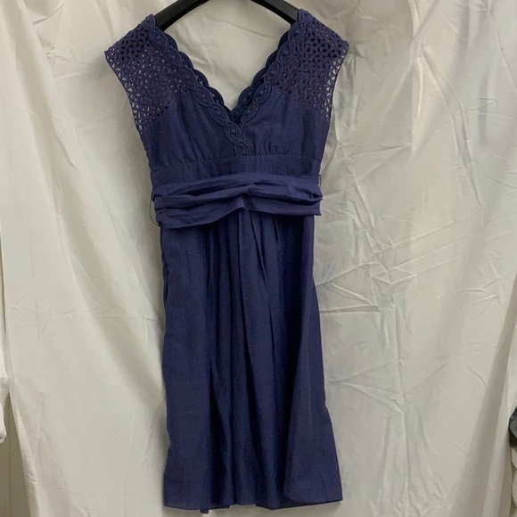 Elie Tahari Purple Lace and Embroidered Cocktail Dress - Picture 2 of 9